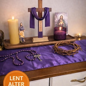 Purple Satin Table Runner – Lenten Church Altar Decor