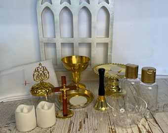 Complete Plastic Gold Mass Kit Mass Set CGS Catechesis of the Good Shepherd , Religious Education , Mass Play , Montessori First communion