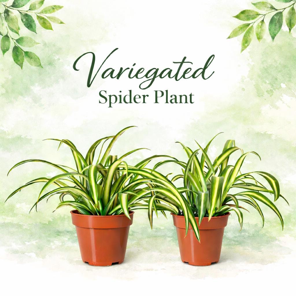 4 Potted Varieties of Spider Plants (chlorophytum Comosum)- Zebra