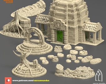 STL - The Remains of Quyllur-Huasi. Temple, Ruins, Stellargates and Round Bases. 3d Printing Designs. Terrain and Scenery for Wargames