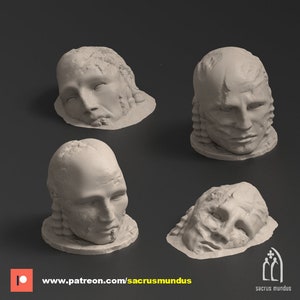 STL - Oregia. Alien Sanctum. Head Statues. Alien / Ancient / Scifi Ruins. Terrain and Scenery for Wargames