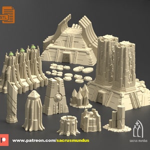 STL - Karnac, The Tomb Planet. 3d Printing Designs Bundle. Ancient Alien Egypt and Necron. Terrain and Scenery for Wargames