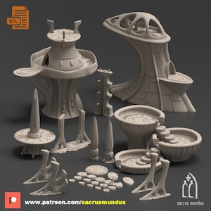 STL - Zanat, The Abandoned World-Ship. 3d Printing Designs Bundle. Alien Eldar Scifi Craftworld. Terrain and Scenery for Wargames