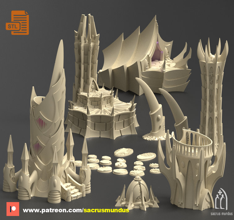 STL - the Dark City of Irazar. 3d Printing Designs Bundle