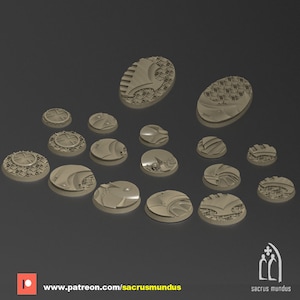 STL - The Dark City of Irazar. 3d Printing Designs. Dark Eldar, Space Elves Round Bases Set for Wargames