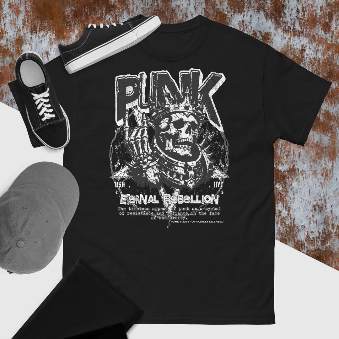 InnoBeta Punk Rock T-Shirt For Men – Skeleton Hand Guitar Graphic Tee (100% Cotton) - View #4