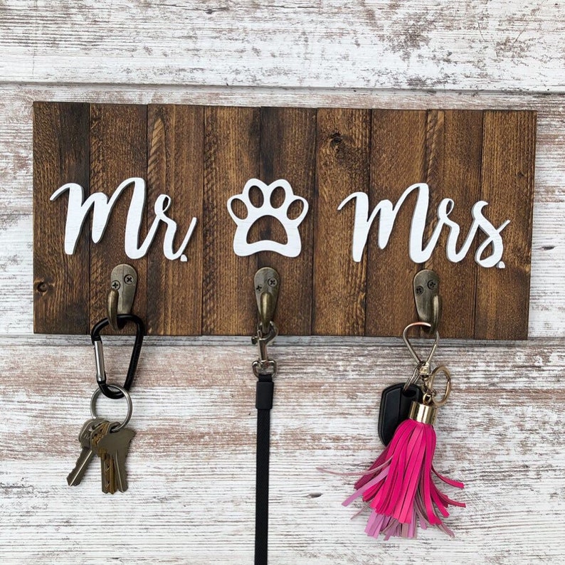 Key Holder for Wall Dog Leash Holder Mr. and Mrs. Sign Etsy