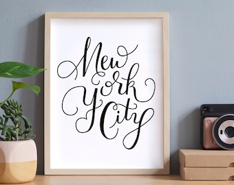 New York City Typography Art Print – NYC Travel Poster (Digital Download)