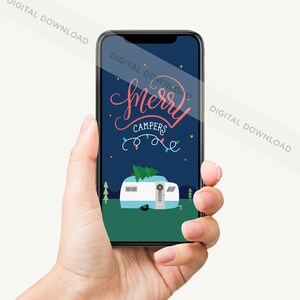 E-CARD - Merry Campers - ARQUIVO DIGITAL - Cartão eletrônico de férias - Cartão digital de Natal - Cartão eletrônico de campista de Natal - Download de campista de Natal