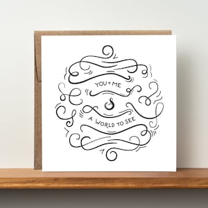 Travel Adventure Card - You + Me and a World to See Card - Anniversary Card Travel - Outdoor Love Card - avontuurlijke koppels - avontuurlijke liefde