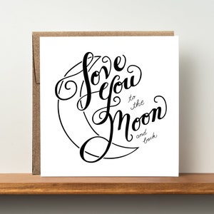Love you to the moon and back card - Fun love Card - Adventure Card - Anniversary Card - Birthday Card - love card for gf - romantic bf card