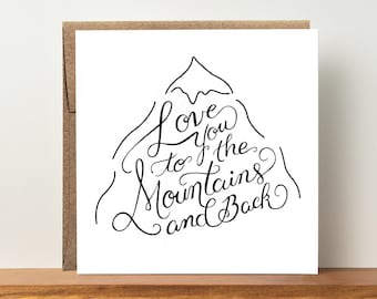 Outdoor Adventure Travel Card - Mountain Card - Love you to the mountains and back card - Outdoor Card - Anniversary outdoor card - voor haar