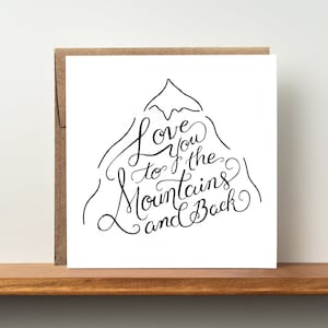 Outdoor Adventure Travel Card - Mountain Card - Love you to the mountains and back card - Outdoor Card - Anniversary outdoor card - for her
