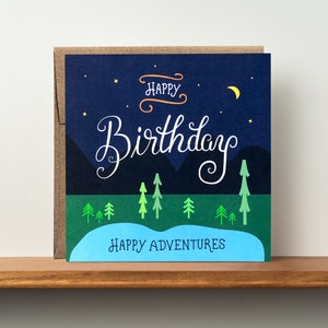 Cartão de feliz aniversário - Cartão de aniversário ao ar livre - Aventura de aniversário na natureza - Cartão de aniversário divertido - Cartão de aniversário para crianças - Cartão selvagem
