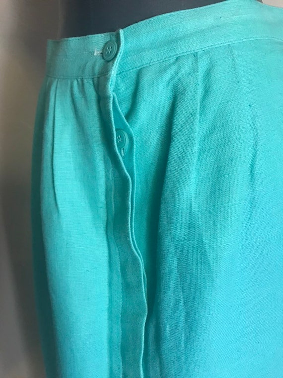 Green Vintage Linen & Cotton Lined Skirt - image 2