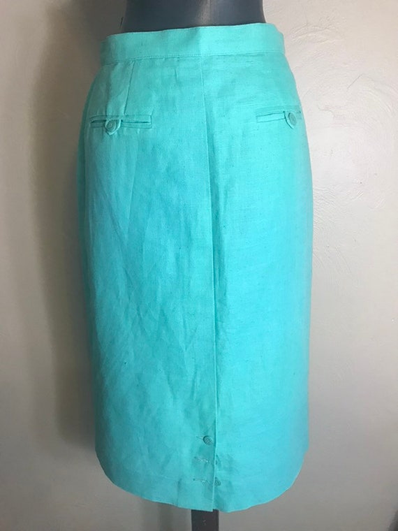 Green Vintage Linen & Cotton Lined Skirt - image 3