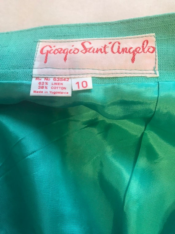 Green Vintage Linen & Cotton Lined Skirt - image 6