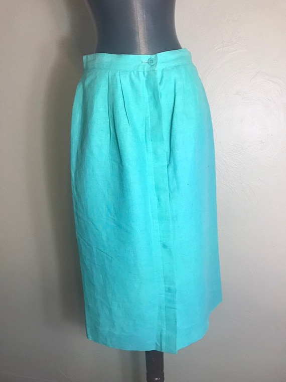 Green Vintage Linen & Cotton Lined Skirt - image 1