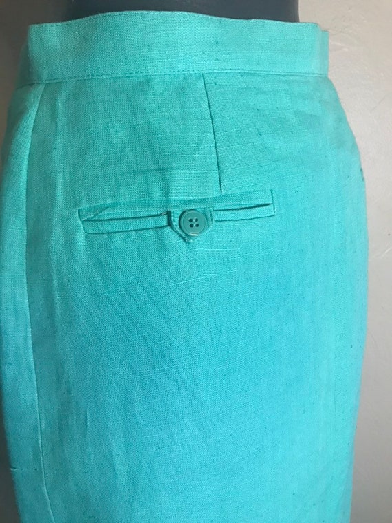 Green Vintage Linen & Cotton Lined Skirt - image 4