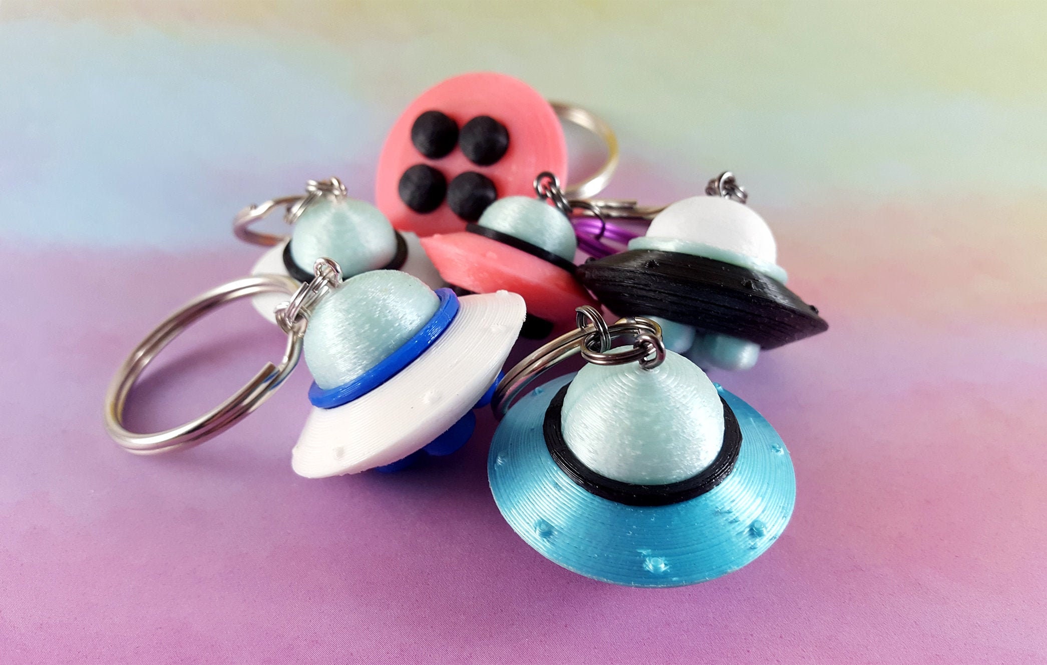 Customizable small UFO keychain pick your own colors Etsy