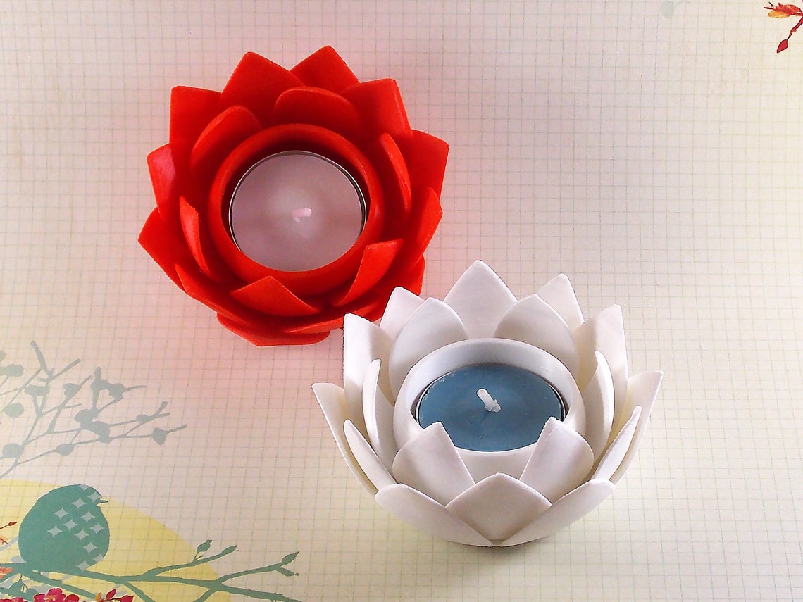 Lotus Flower Candle Holder 3D Printed Tea Light Candleholder Etsy