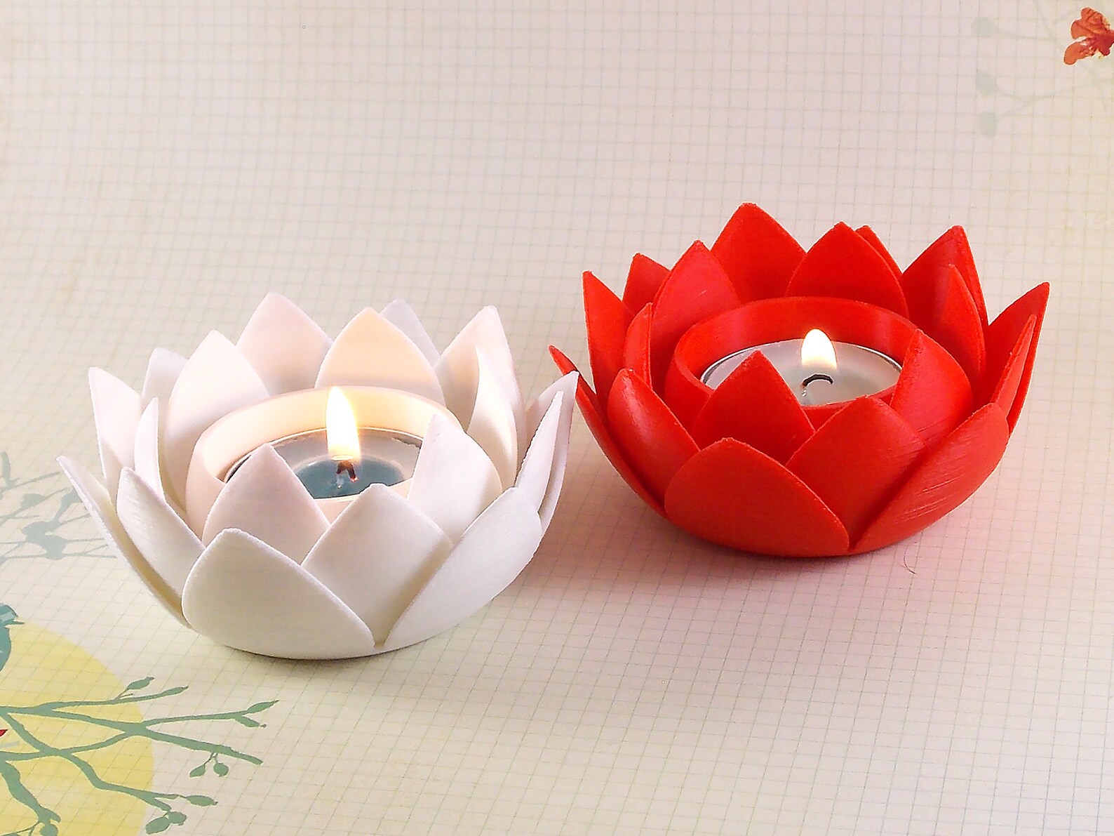 Lotus Flower Candle Holder 3D Printed Tea Light Candleholder Etsy