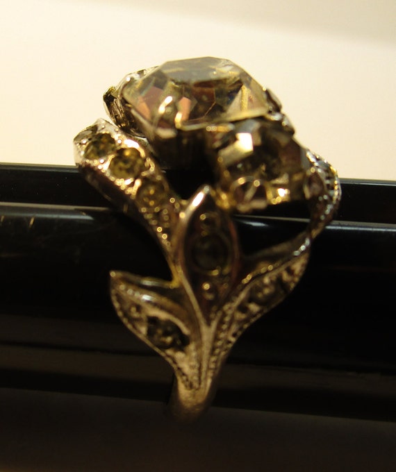 Vintage Early Rhinestone "Diamond" Cocktail Ring,… - image 6
