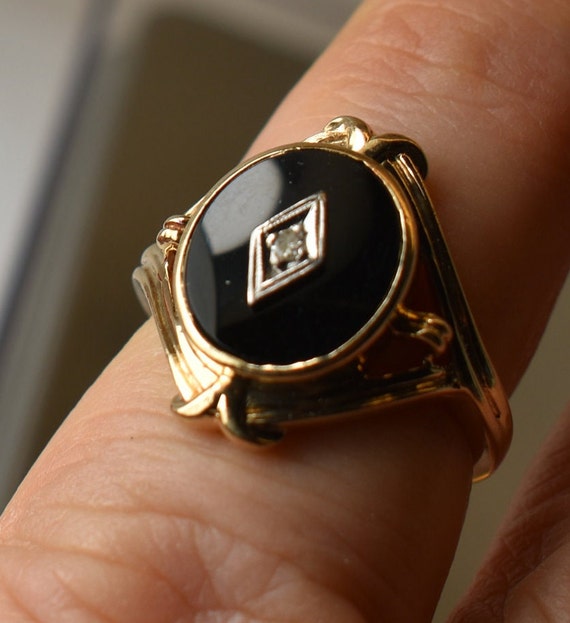 Vintage Mid Century Victorian Revival Ring 10K Go… - image 2