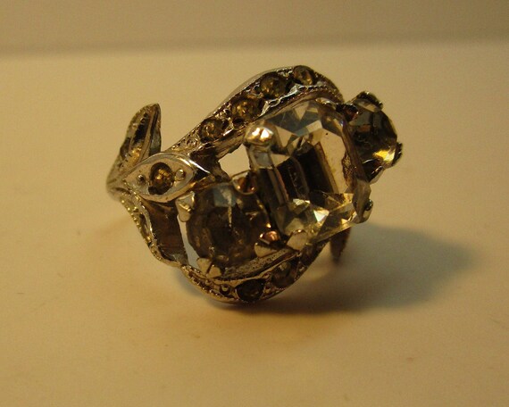 Vintage Early Rhinestone "Diamond" Cocktail Ring,… - image 2