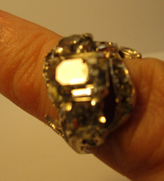 Vintage Early Rhinestone "Diamond" Cocktail Ring,… - image 4