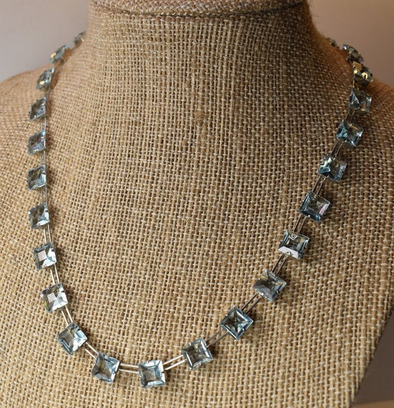 Art Deco Sterling Choker Riviere Necklace Genuine… - image 1