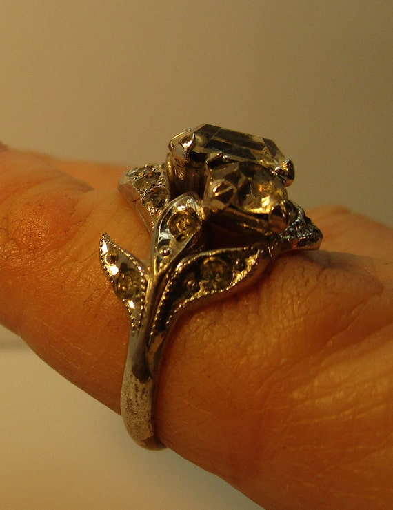 Vintage Early Rhinestone "Diamond" Cocktail Ring,… - image 3
