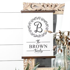 Last Name Established Sign, Established Family Sign, Last Name Sign, Canvas Wall Hanging, Personalized Wedding Gift, Christmas Gift Couple