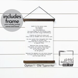 Framed Here&#39;s to the Crazy Ones Print, Steve Jobs Quote, Steve Jobs Crazy Ones Framed Canvas, Entrepreneur Gift, Graduation Gift for Him