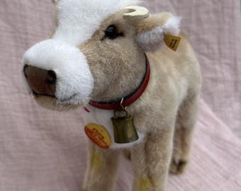 Steiff Cow- Flora- collar de cuero rojo y cencerro
