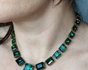 Georgian c1770 Emerald Paste, Gilt Metal, Gold Riviére/Riviere Necklace Antique 18th Century
