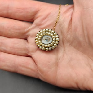 Authentic Georgian c1800-1810 Gold Lovers Eye Portrait Miniature Mourning Brooch. English Regency. Antique