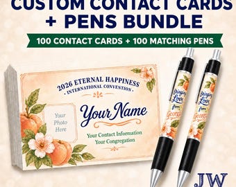 Custom Designed Contact Card and Pen Bundle - 2026 International Convention - Eternal Happiness