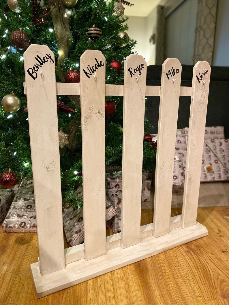 Vintage-look white free-standing Christmas stocking stand | Etsy