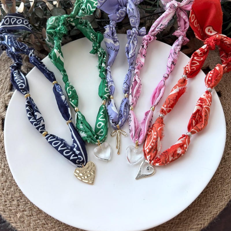 Heart Bandanna Necklace - Etsy