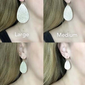 Black Saffiano leather teardrop earrings image 5
