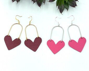 Leather Heart Earrings - Etsy