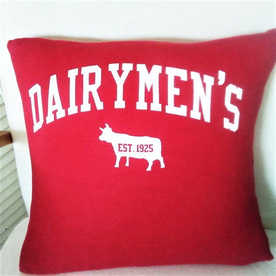 Dairymen S Tee Shirt Pillow Cushion Cover Repurposed Red Etsy
