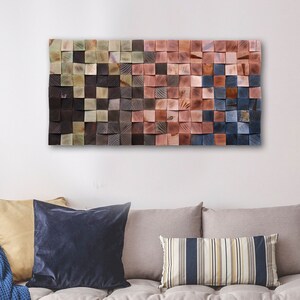 Arte de pared geométrico de madera bohemio hecho a mano, decoración del hogar bohemia