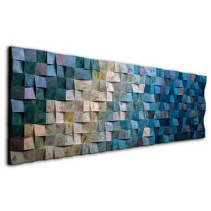 Handmade Large Ocean Blue Wood Wall Art