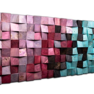 Black Burgundy Turquoise Wood Wall Art