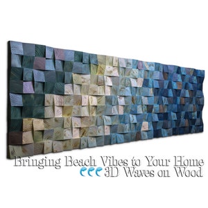 Wood Wall Art Large Wall Art Abstract Painting Original Art Modern Wall Art Beach Wall Art Wood image 1