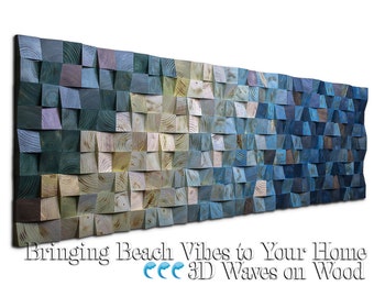 Wood Wall Art | Large Wall Art | Abstract Painting Original Art | Modern Wall Art | Beach Wall Art Wood