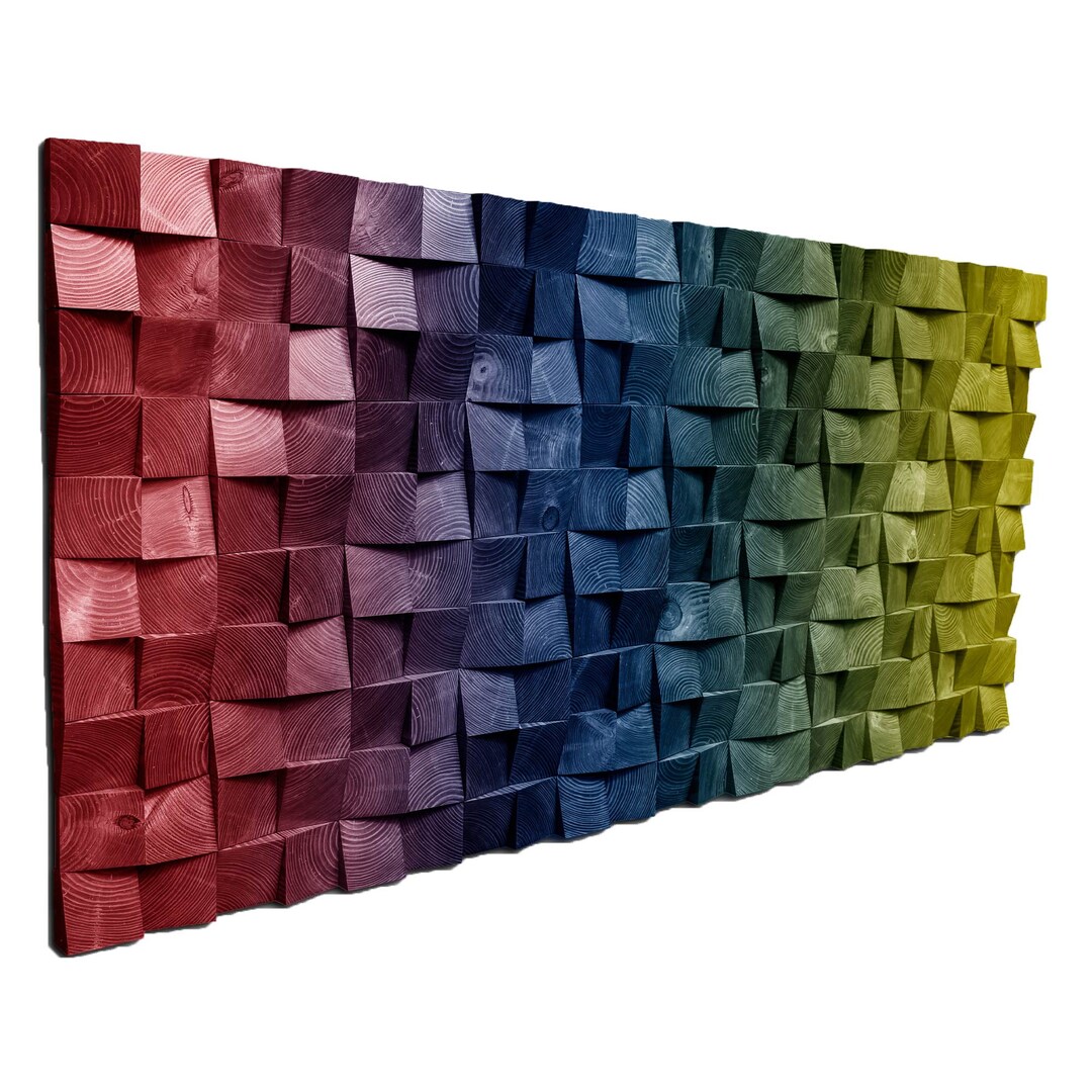 Colorful Abstract Maximalist Wood Wall Art for Eclectic Office and Home ...