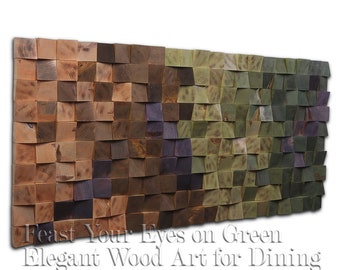 Large Green Wood Wall Art for Dining Room